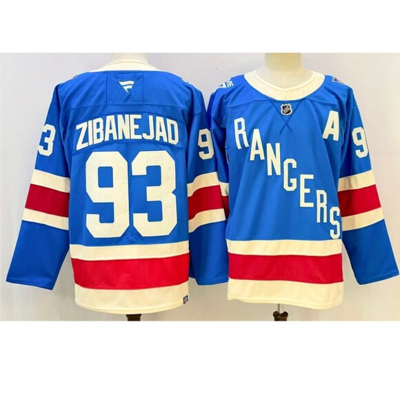 Mens Mika Zibanejad Blue Stitched Jersey